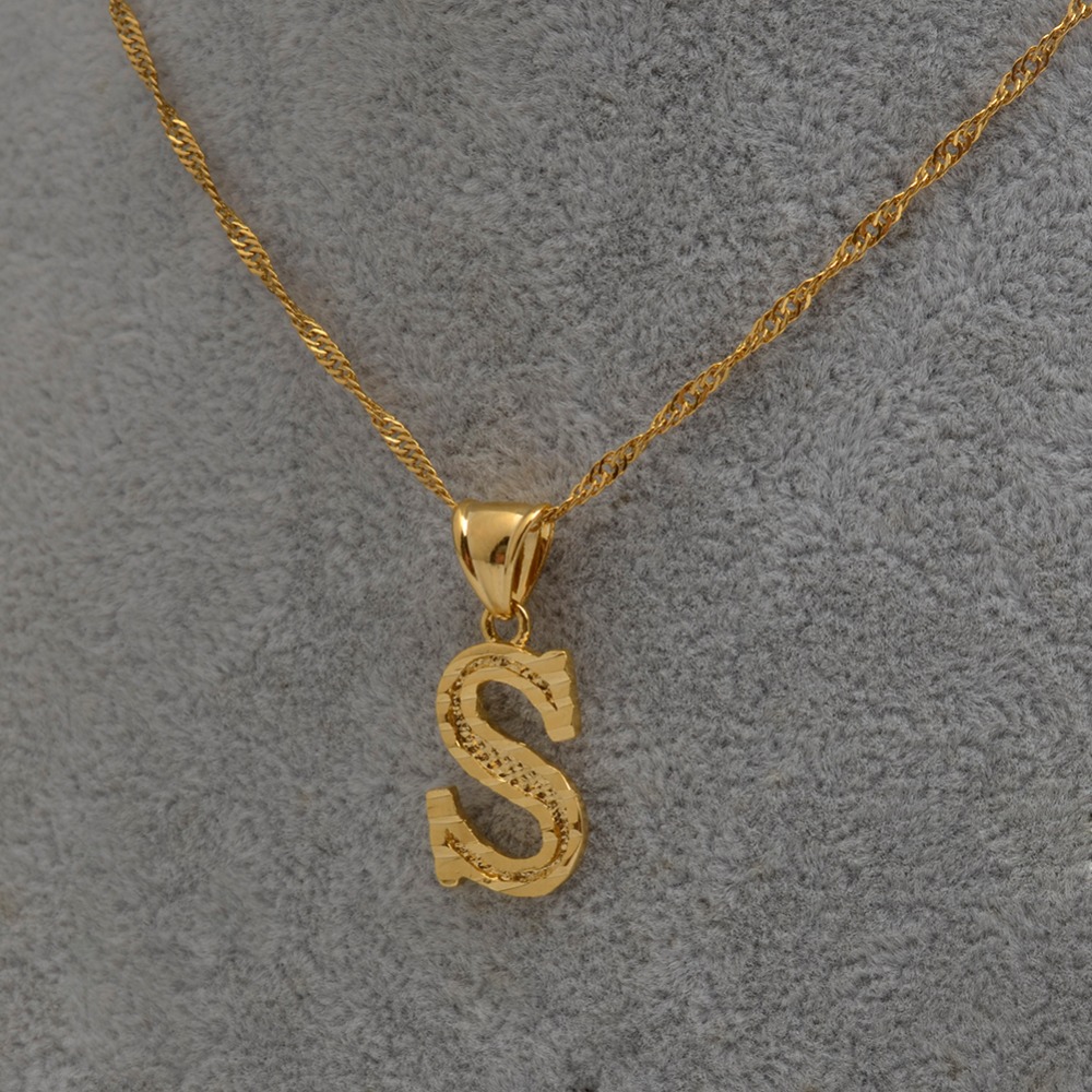 Gold Color Initial Pendant Necklace Chain for Women / Girls – Jewel Garden