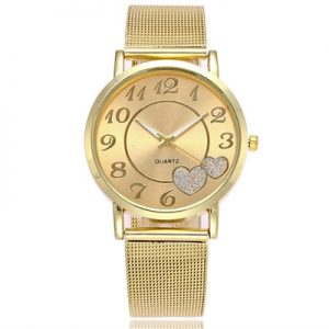Luxury Fashion Silver & Gold Love Heart Dial Lover’s Wristwatch